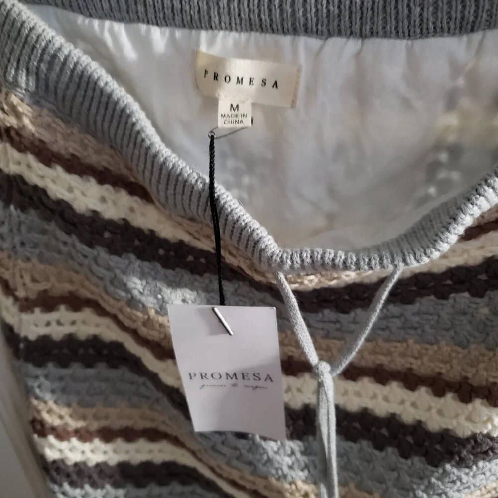 BNWT PROMESA Isla 100% cotton crochet knit lined skirt set in Mocha (M} - Picture 6 of 9